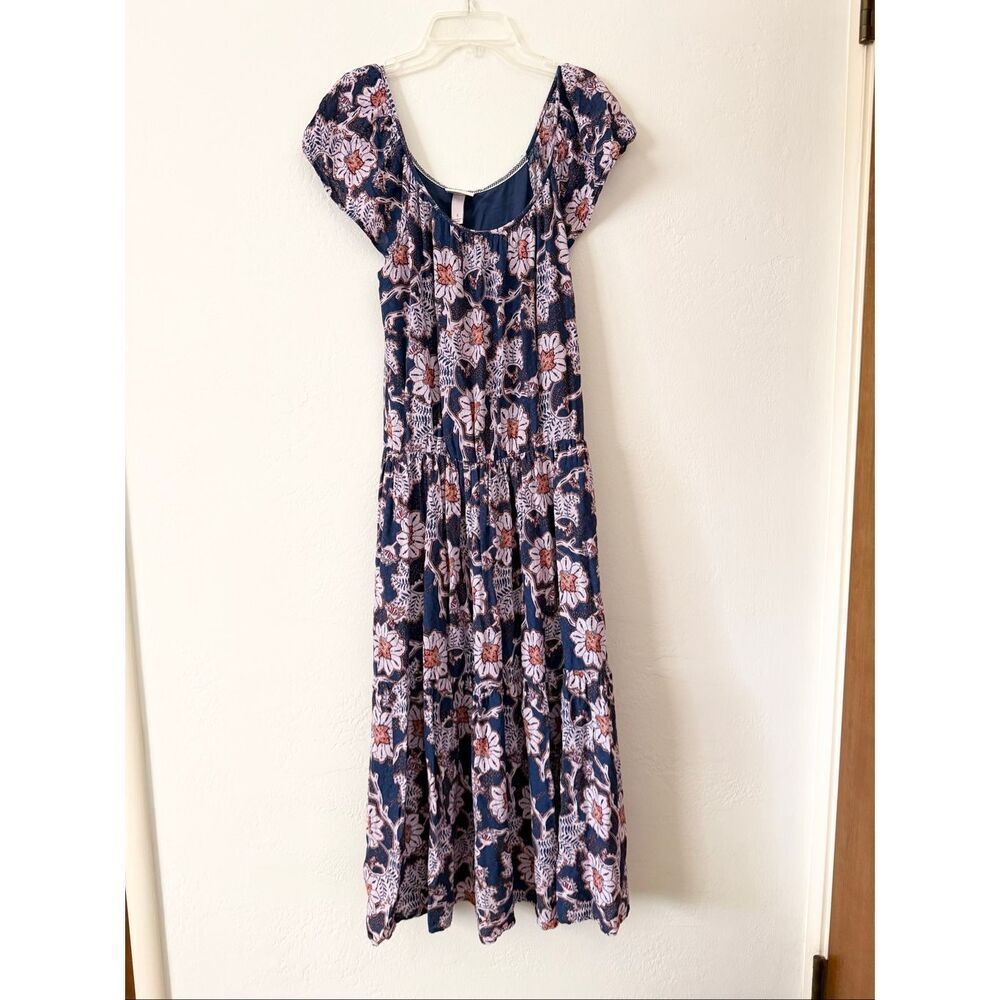 Knox Rose Purple Floral Flutter sleeve Midi Dress Size Small